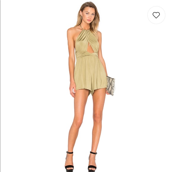 FRISKY HALTER ROMPER IN WASABI - Picture 1 of 3